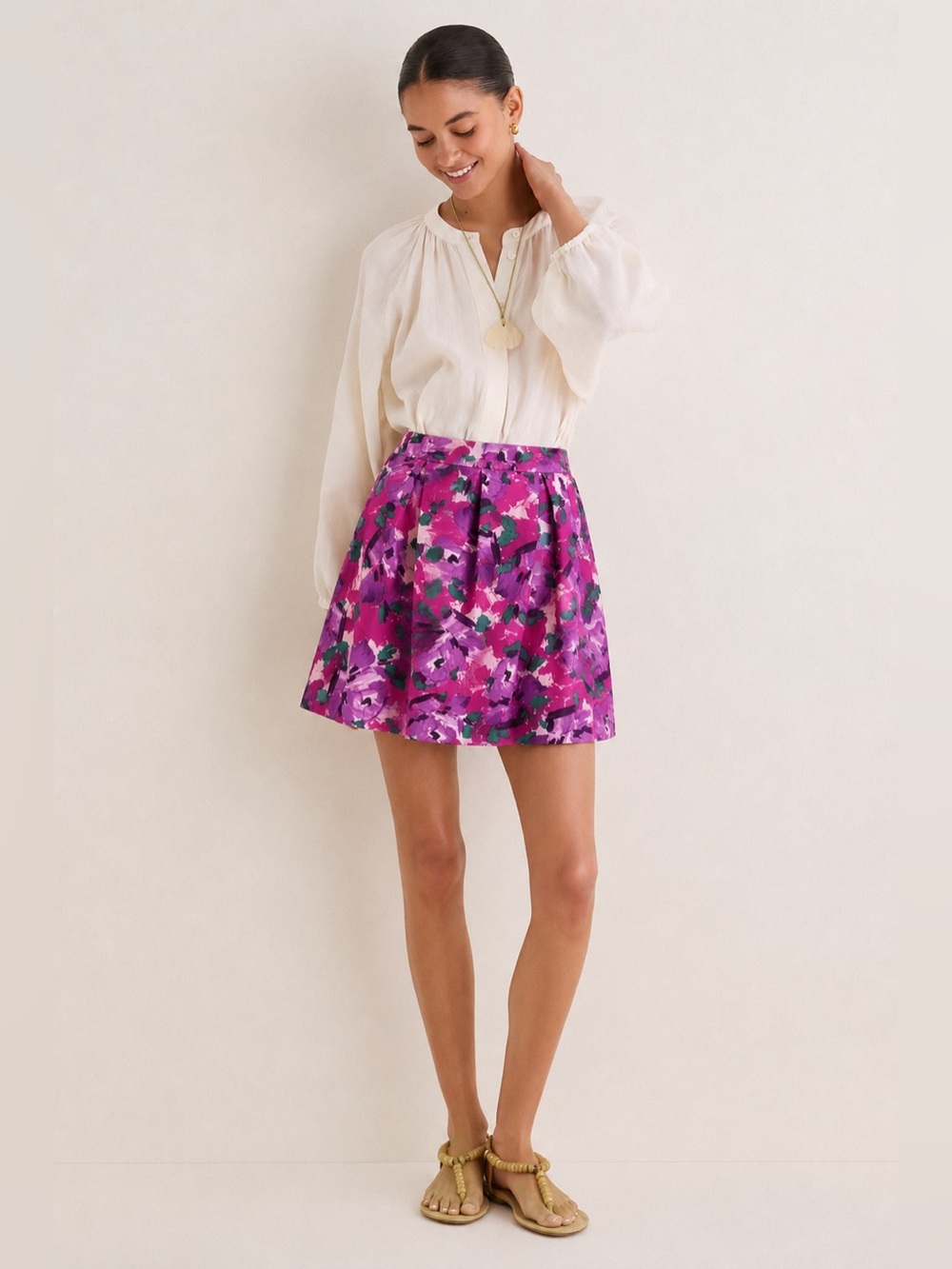 J. Crew Floral Pink Pleated Skirt Pretty Mini 808